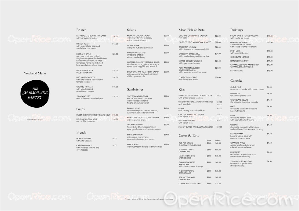 The Marmalade Pantry Menu Desserts And Cakes Brunch In Orchard