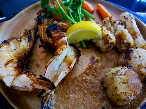 charcoal-grilled seafood